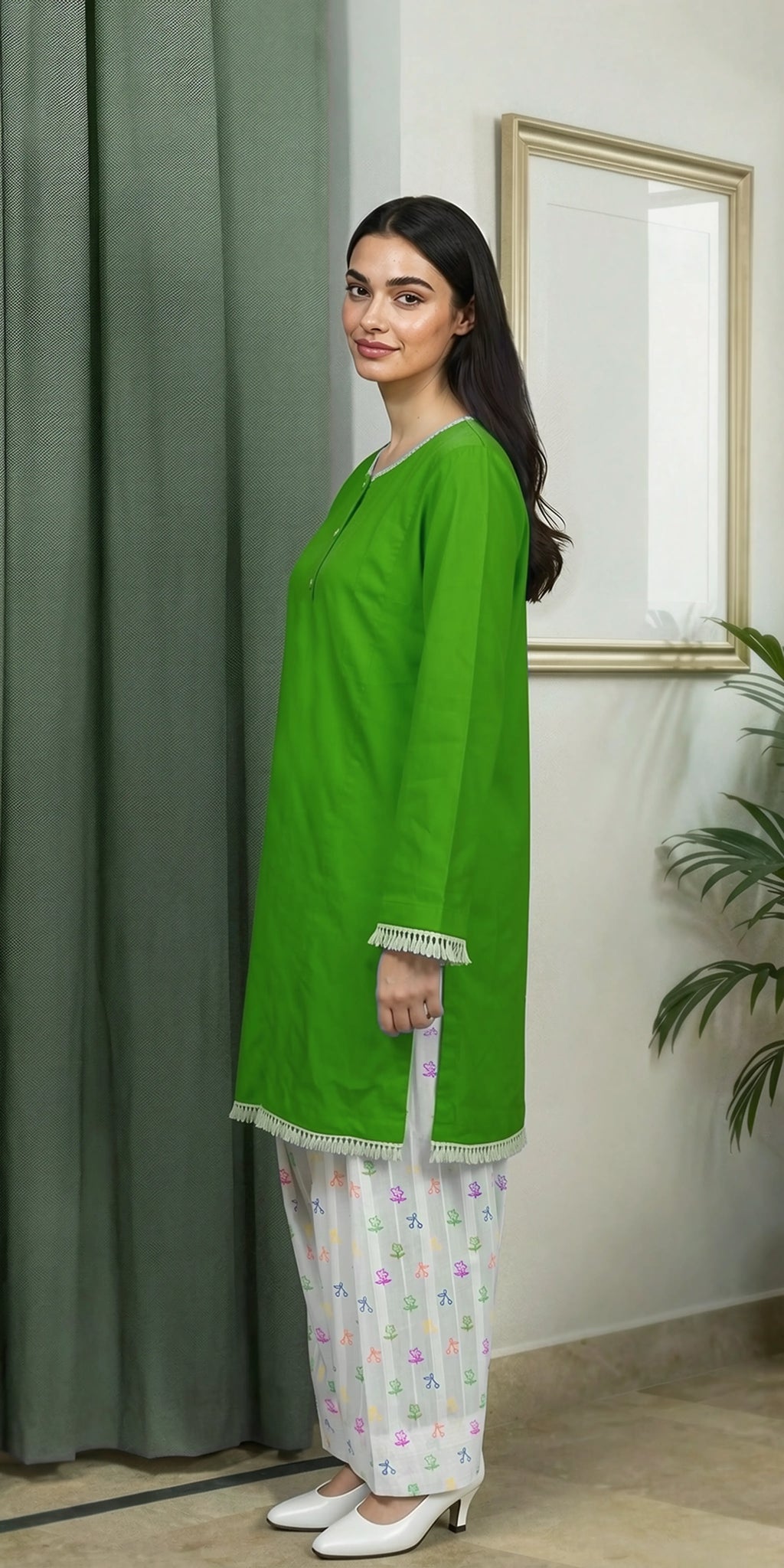 Everyday Parrot Green Kurta Set - Stitched