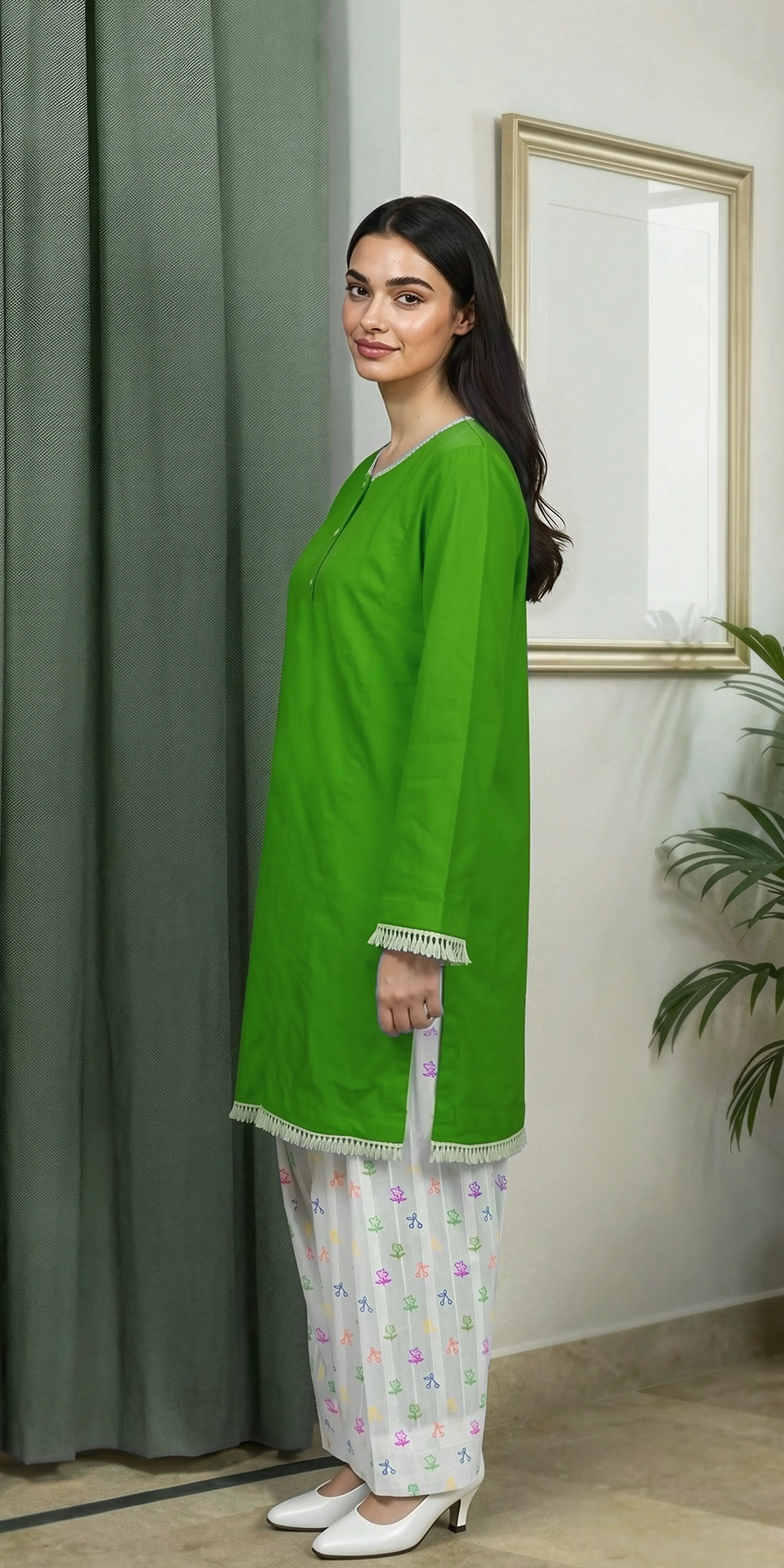 Everyday Parrot Green Kurta Set - Stitched