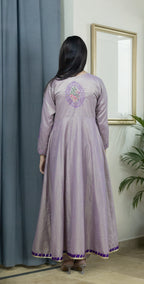 Lavender Dobby Masoori Embroidered -Stitched 3 Piece