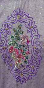 Lavender Dobby Masoori Embroidered -Stitched 3 Piece