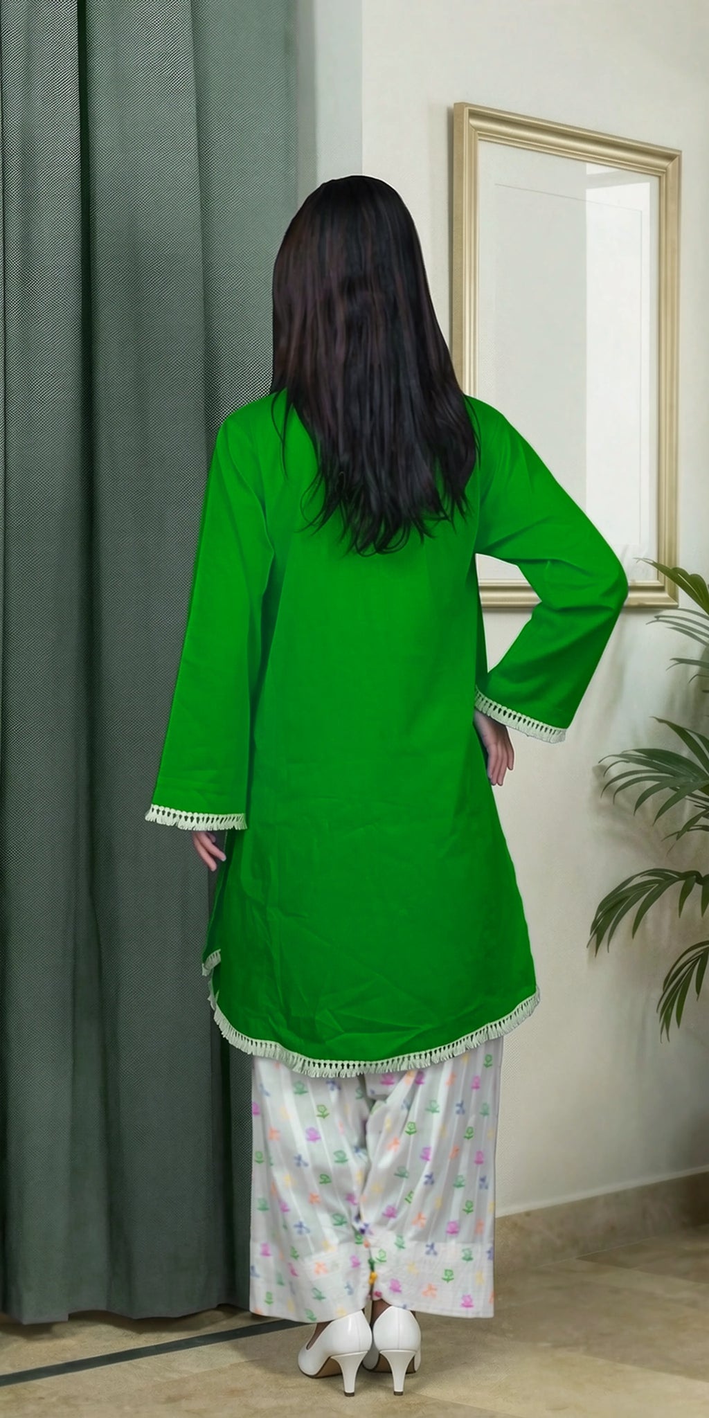Everyday Green Kurta Set Independence Day Special - Stitched