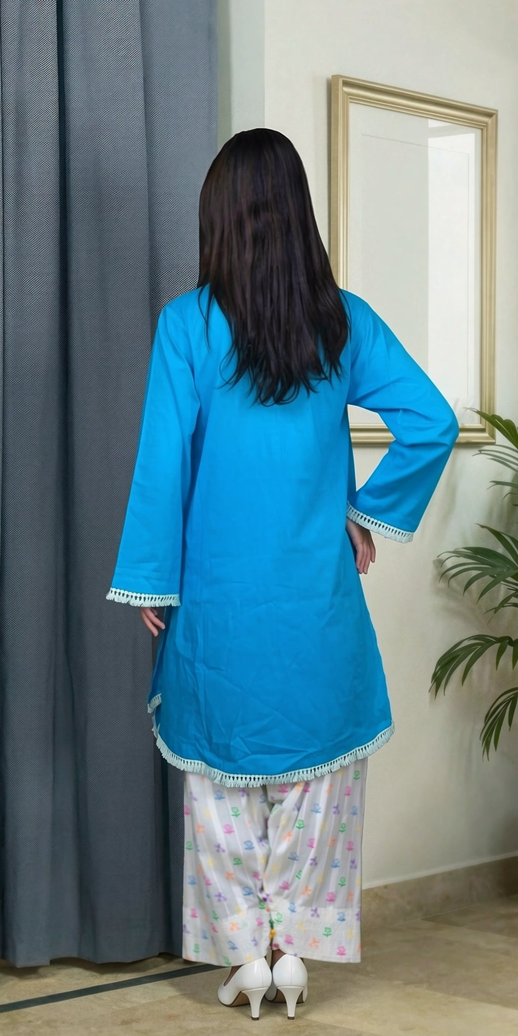 Everyday Blue Kurta Set -Stitched