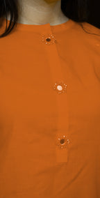 Everyday Orange Kurta Set -Stitched